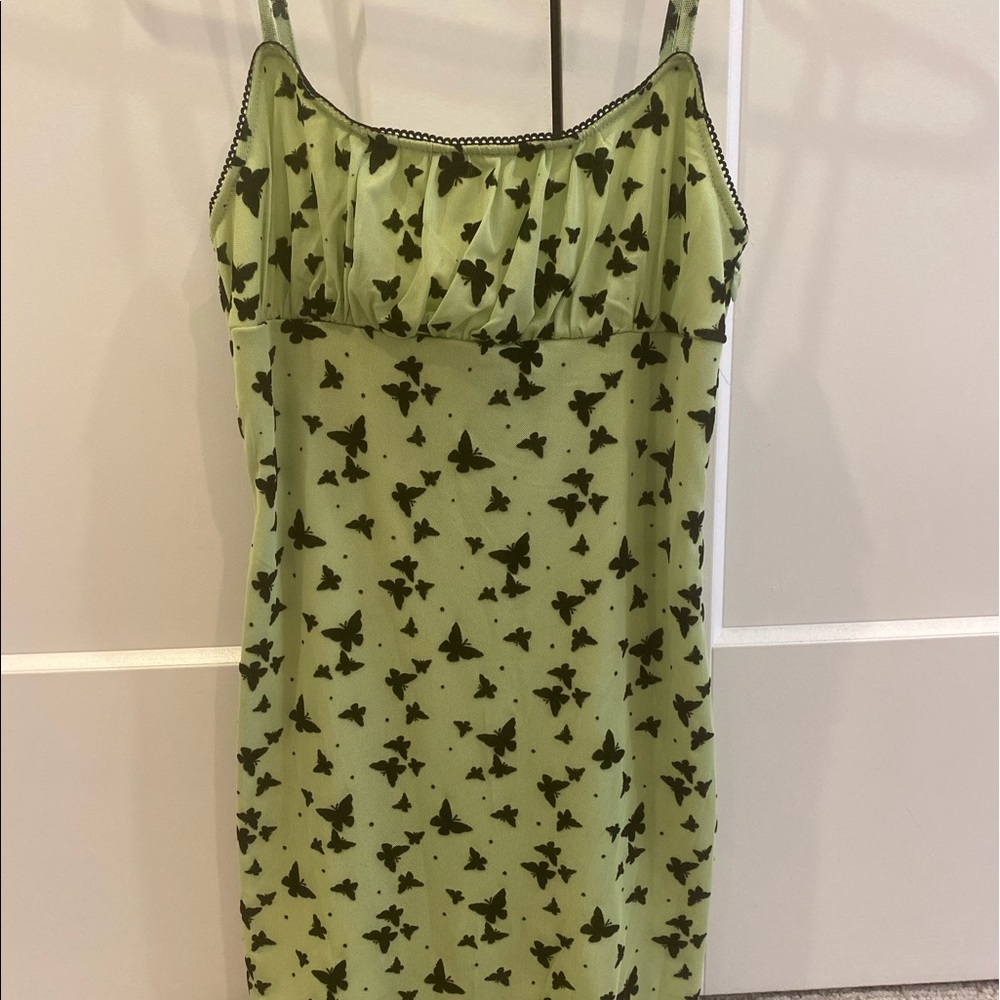 Verge girl green butterfly mini dress